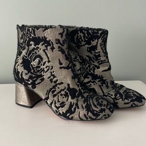 Metallic Floral Booties